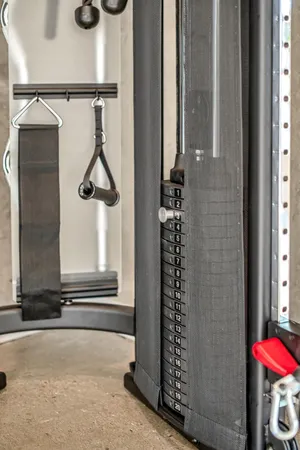 a view of a room with gym equipment