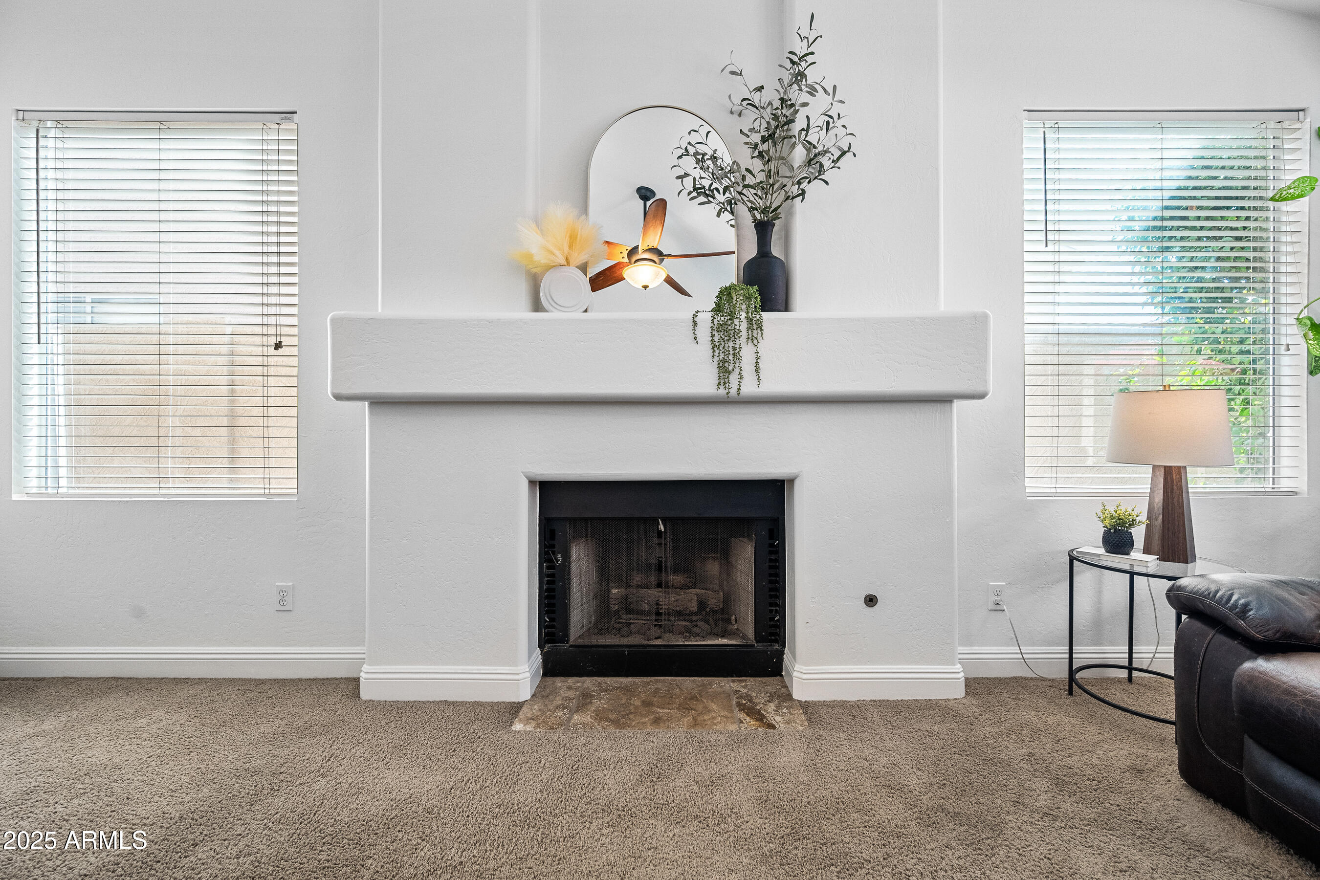 1541 West Chilton Avenue Gilbert, AZ 85233 - Photo 22 of 71 a living room with a fireplace and a potted plant