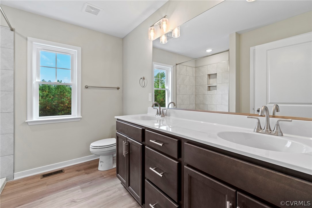 5 Cross County Road Mineral, VA 23117 - Photo 19 of 20 a bathroom with a sink a toilet a mirror and a window