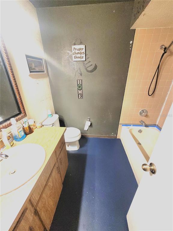 5203 Presidential Street Seffner, FL 33584 - Photo 10 of 21 a bathroom with a sink a toilet and shower curtain