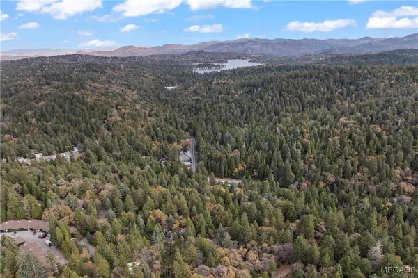 an aerial view of a highlighted house