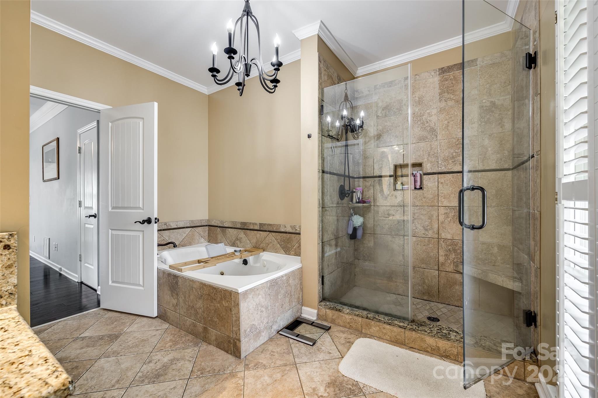 9999 Jim Sossoman Road Midland, NC 28107 - Photo 19 of 43 a bathroom with a tub shower sink mirror and a shower