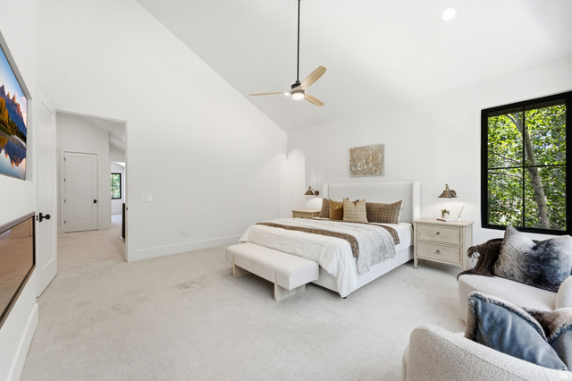 3027 Homestead Road Park City, UT 84098 - Photo 23 of 62 Vaulted white ceilings featuring a modern ceiling fan and recessed lighting