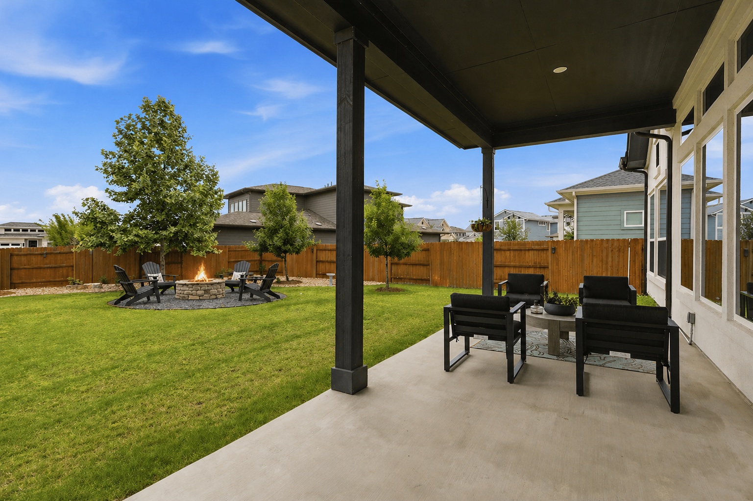 9001 Spire View Austin, TX 78744 - Photo 31 of 35 AI virtual firepit staging