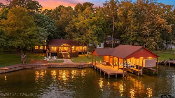 a view of a lake with houses