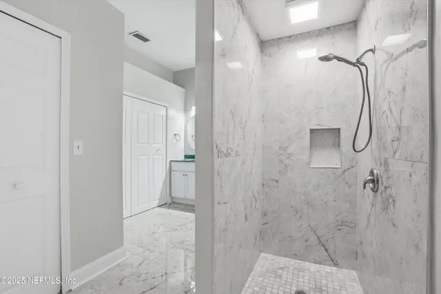 a bathroom with a shower