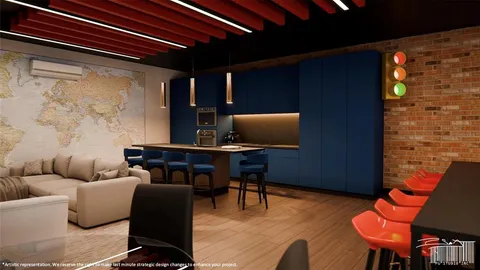 a work room with furniture and wooden floor