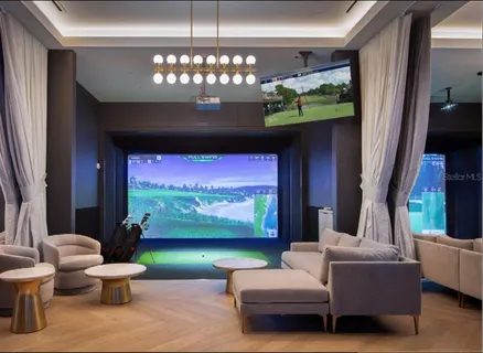 a room with furniture and a chandelier