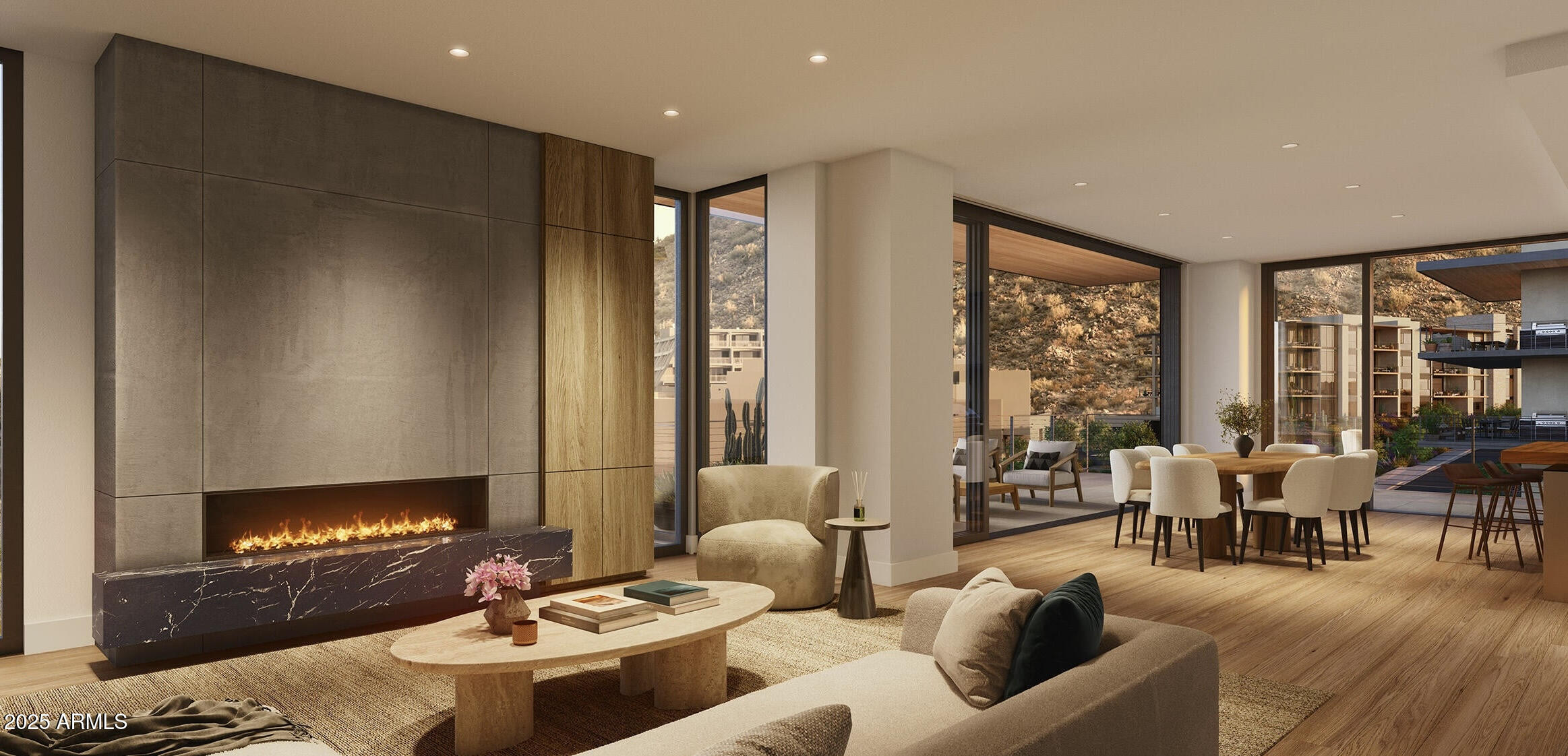 4849 North Camelback Ridge Road, Unit B405 Scottsdale, AZ 85251 - Photo 7 of 18 a living room with furniture and a fireplace