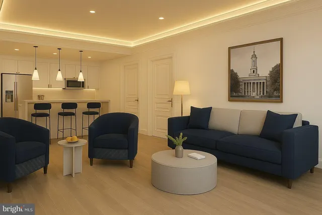 a bedroom with a large bed and a chair