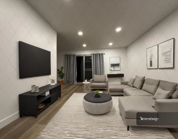 a living room with furniture and a flat screen tv