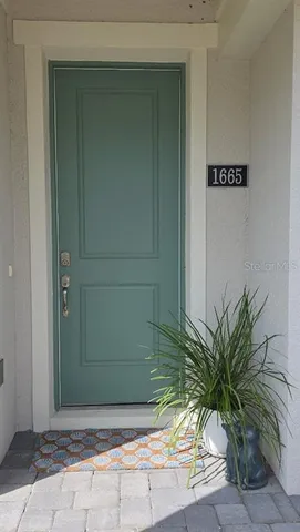a view of a wooden door