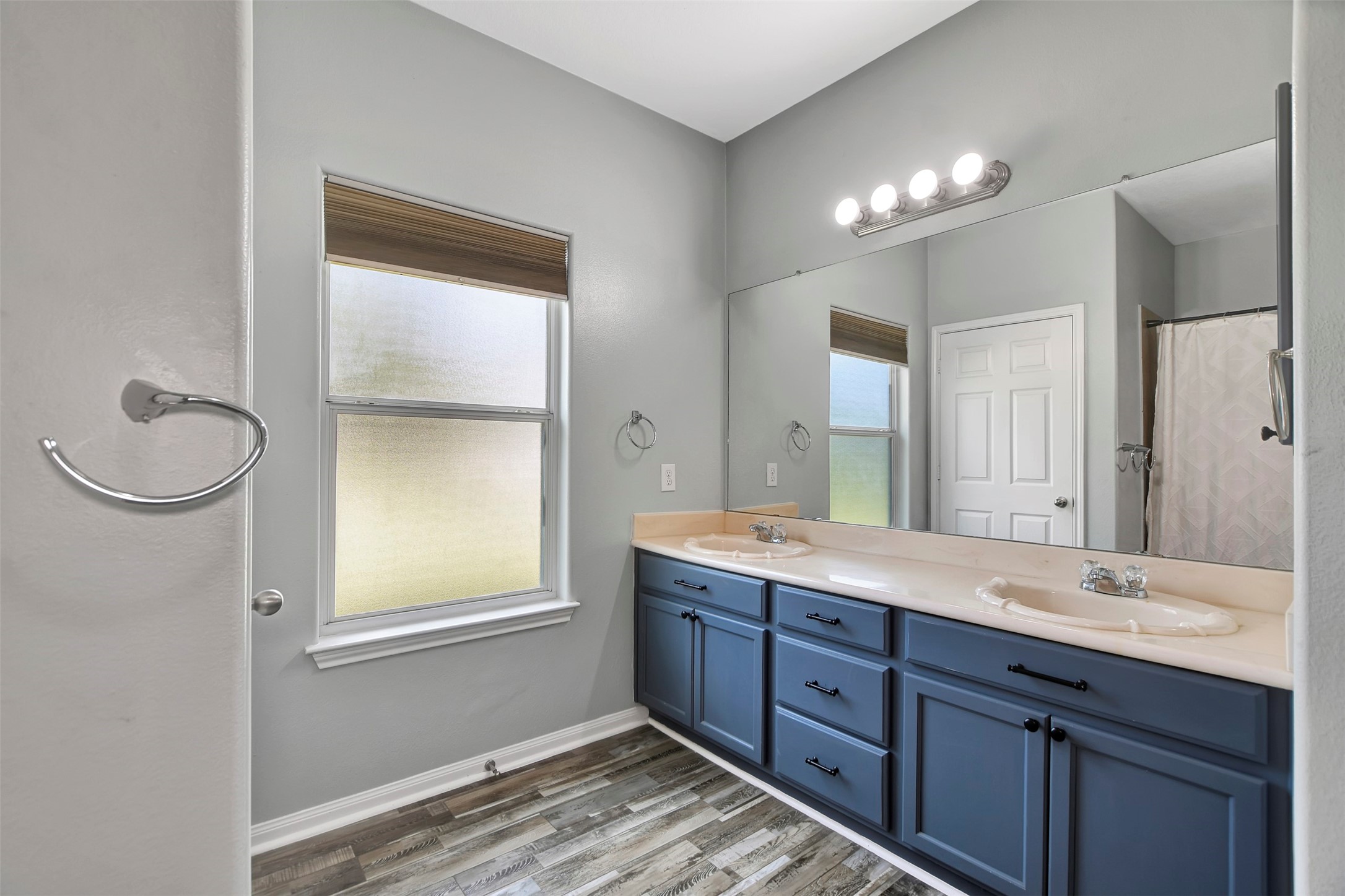 25896 Lake View Court West Hockley, TX 77447 - Photo 25 of 47 a spacious bathroom with a granite countertop sink mirror and a shower