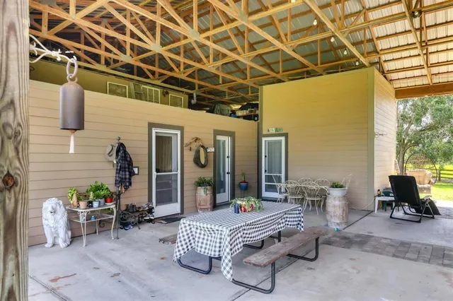 a outdoor living space with furniture and garden view