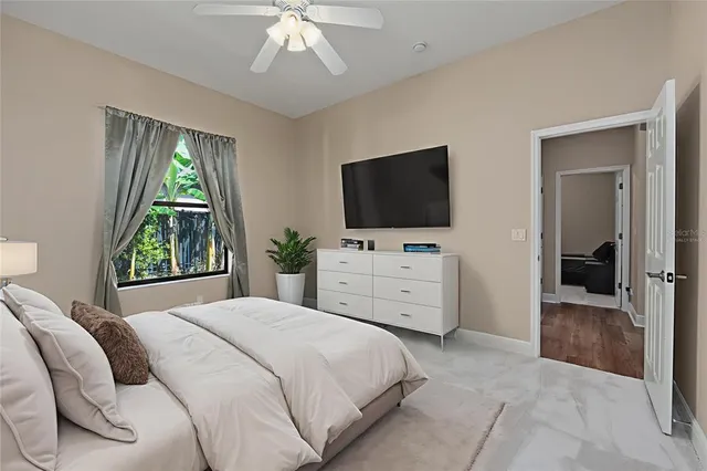 a view of a swimming pool with a porch