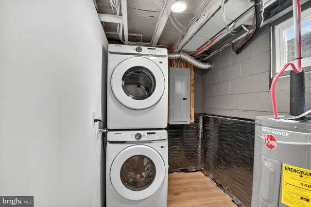 a utility room with dryer and washer