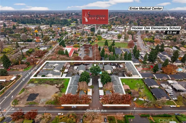 an aerial view of multiple house