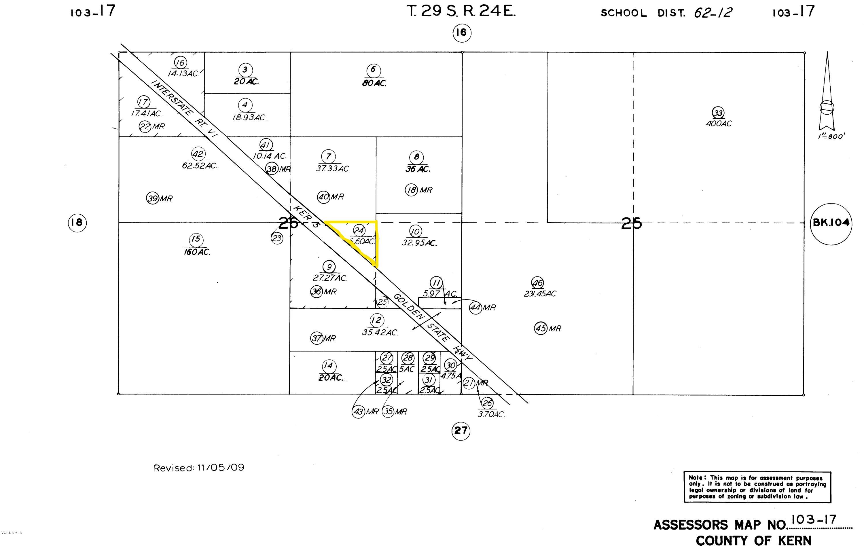 1 North Interstate 5 Buttonwillow, CA 93206 - Photo 2 of 4 Assessors Map Lot 24 6.6 acres