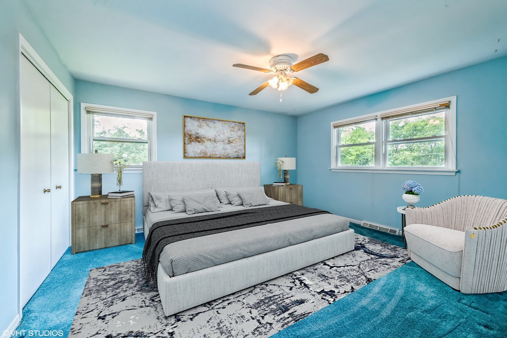 2339 Old Hicks Road Long Grove, IL 60047 - Photo 15 of 27 a bedroom with a bed and a chandelier