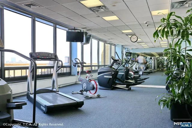 a view of a room with gym equipment