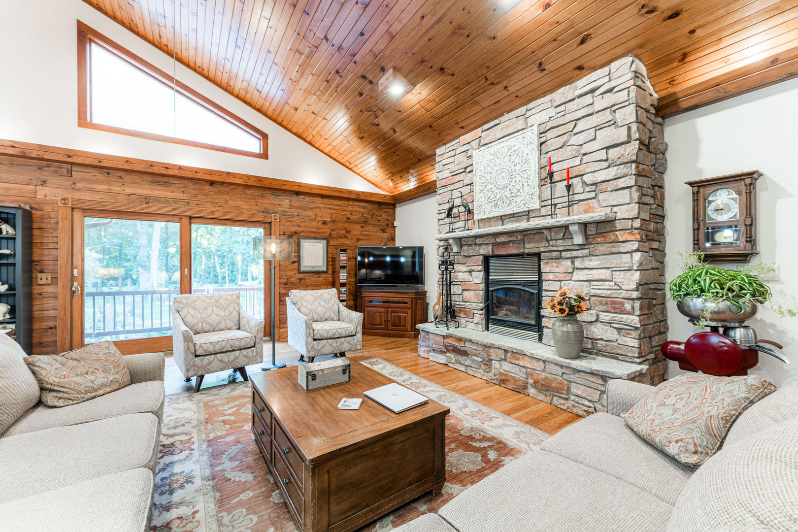 4060 Old State Road Kirkland, IL 60146 - Photo 4 of 51 a living room with furniture fireplace and a flat screen tv