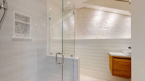 a bathroom with a shower