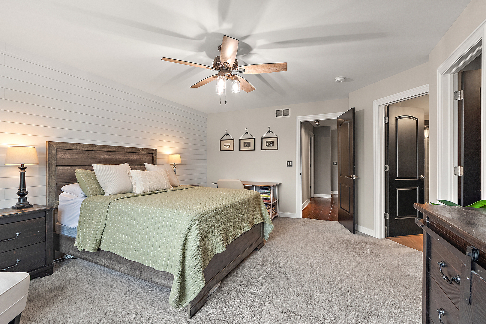 8237 Pecan Place Frankfort, IL 60423 - Photo 17 of 39 a spacious bedroom with a bed and a chandelier