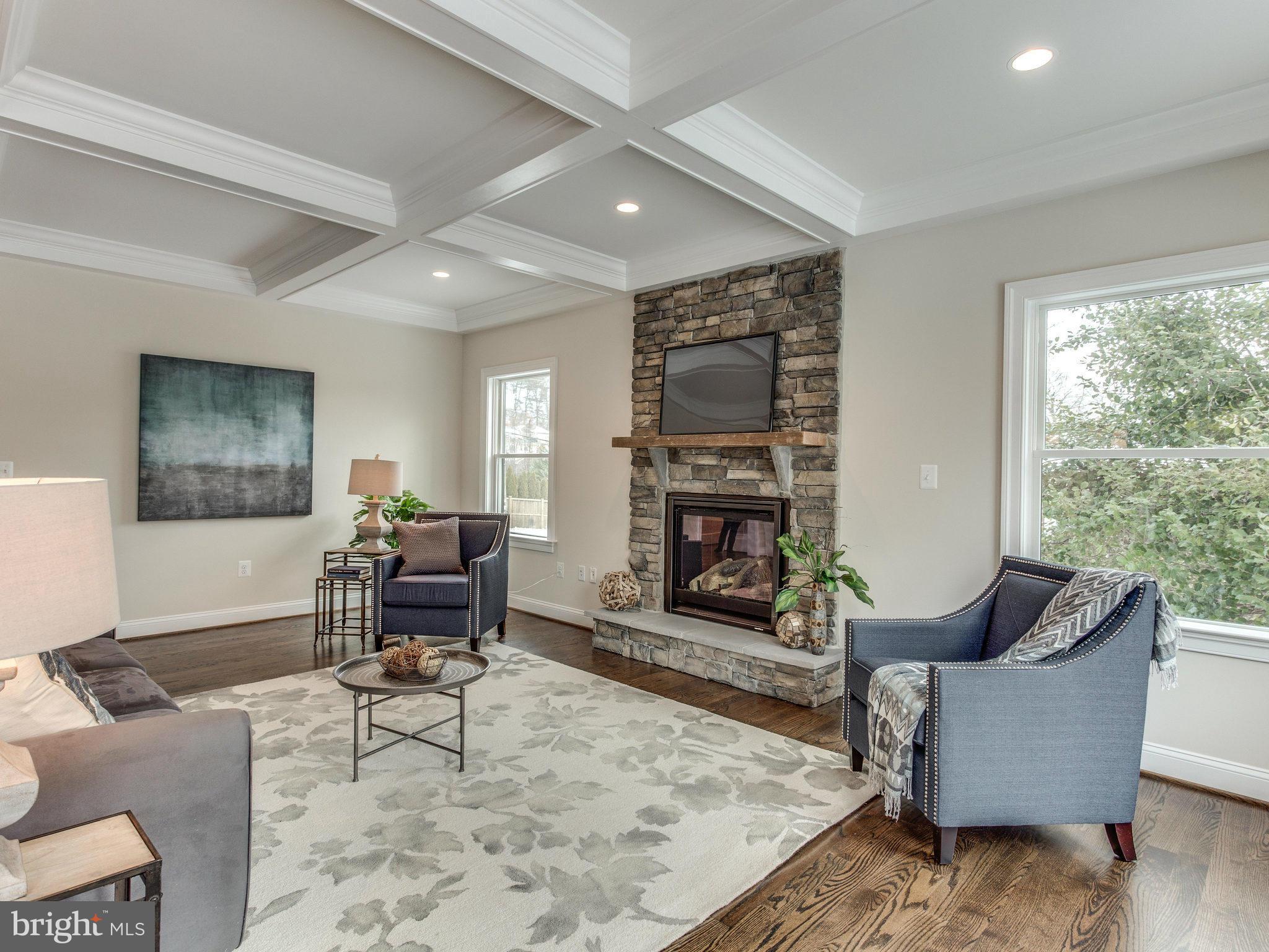 3100 North Rochester Street Arlington, VA 22213 - Photo 16 of 30 a living room with furniture a rug a fireplace and a large window