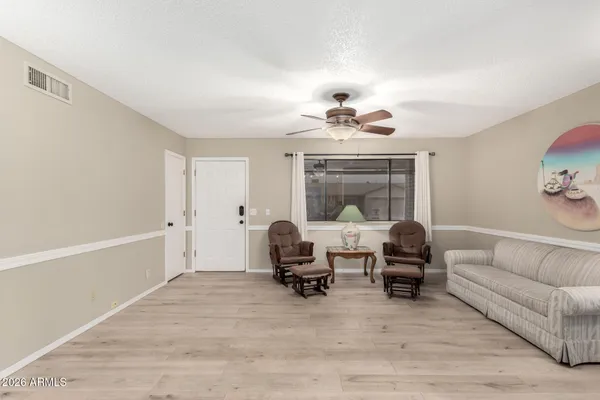a living room with furniture