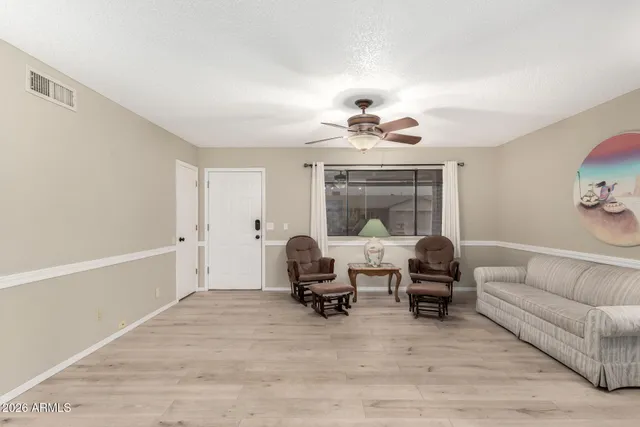 a living room with furniture