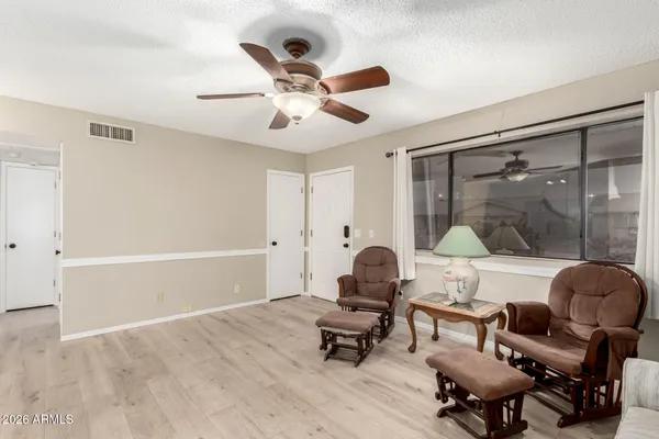 a living room with furniture