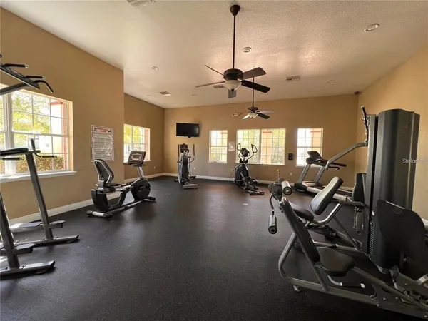 a view of a room with gym equipment