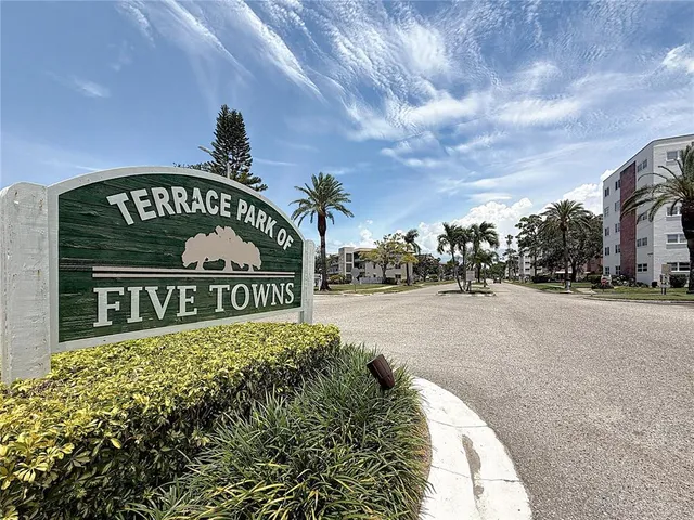 a front view of a building with patio
