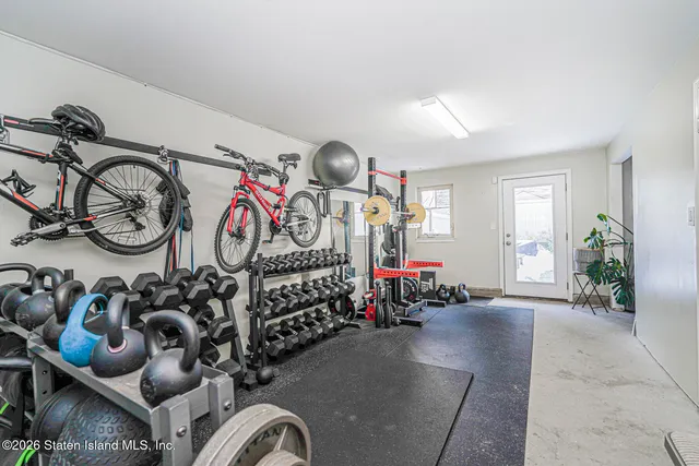 a view of a room with gym equipment
