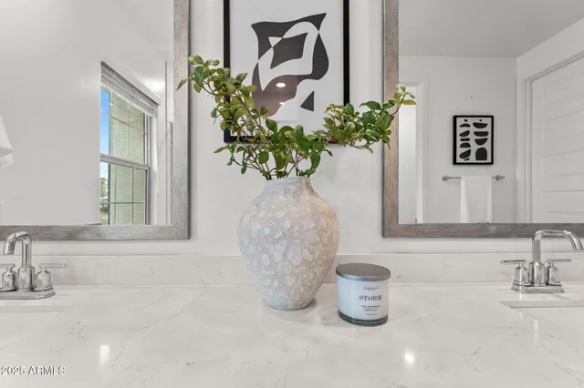 an aerial view of a house with a garden