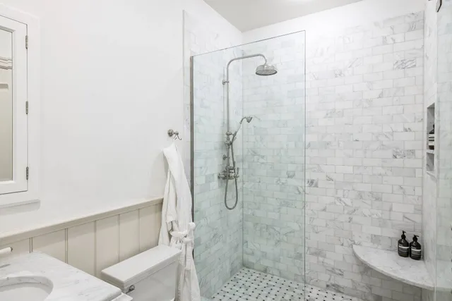 a bathroom with a shower