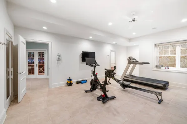 a view of a room with gym equipment