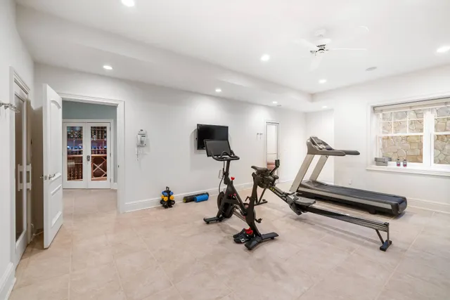 a view of a room with gym equipment