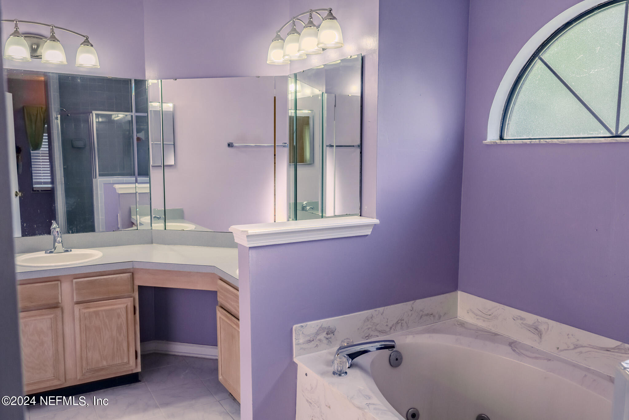 1662 Rusty Rail Road Jacksonville, FL 32225 - Photo 17 of 27 a bathroom with a sink vanity and a mirror