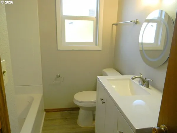 a bathroom with a bathtub