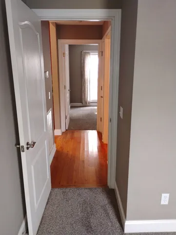 a view of a room with a window