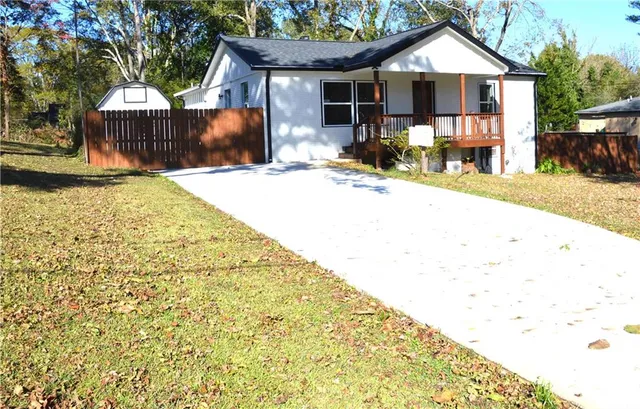 a view of a house with a patio
