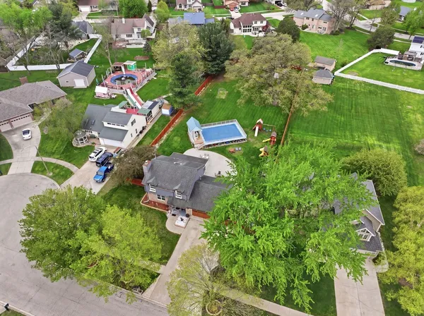 an aerial view of a house