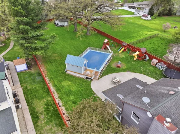 an aerial view of multiple house