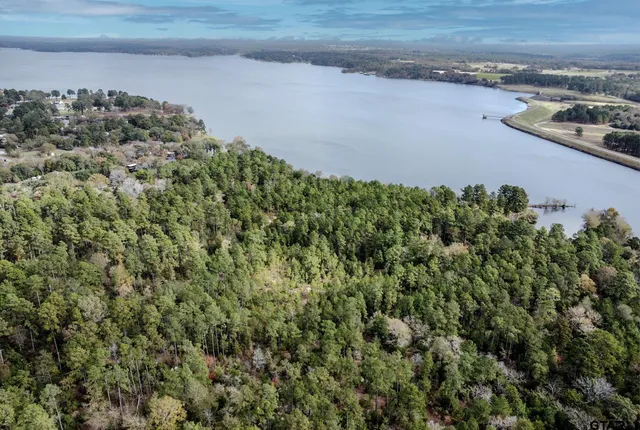 an aerial view of a houses with a lake view