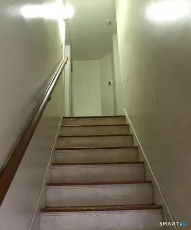 a living room with a couch and a potted plant