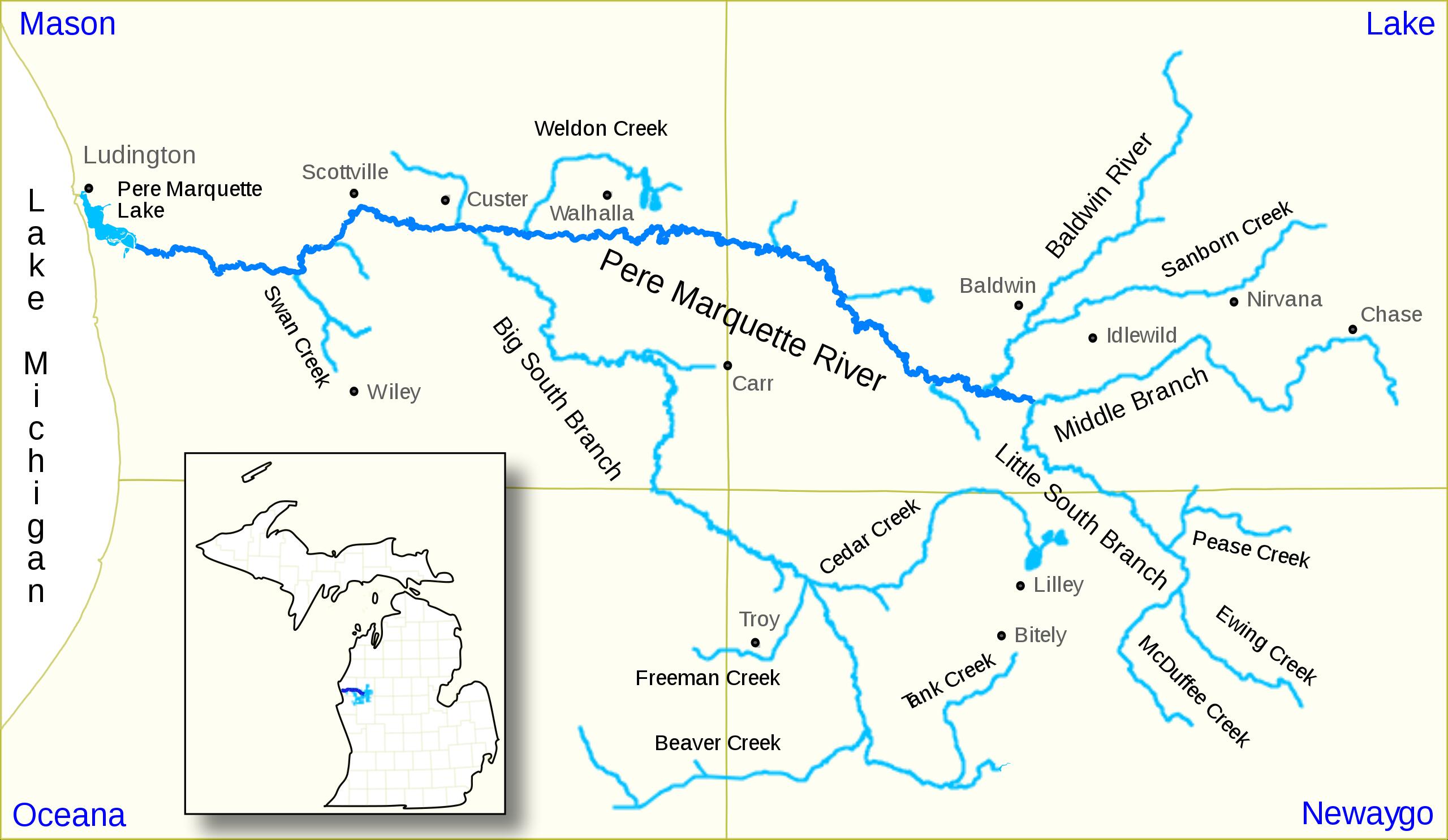 40 South Emerson Lake Road Branch, MI 49402 - Photo 41 of 42 Pere_Marquette_River_Map_US_MI.svg