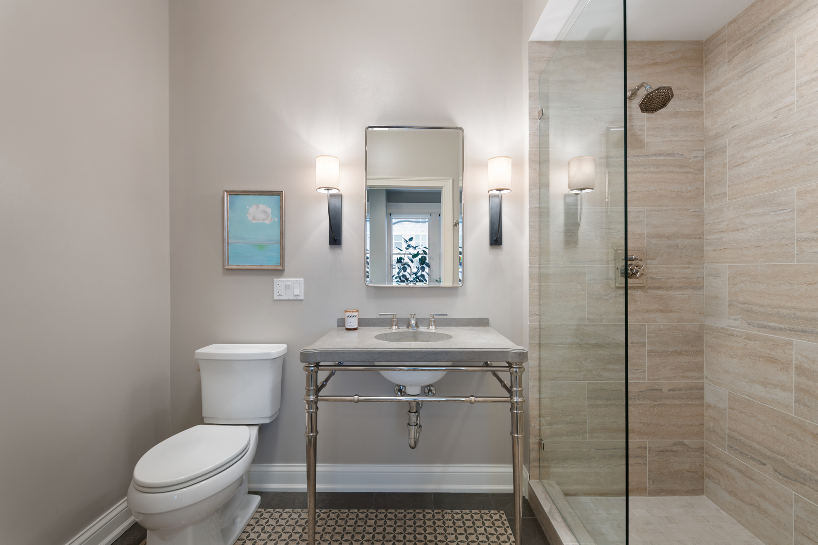 41 East Elm Street Chicago, IL 60611 - Photo 31 of 50 a bathroom with a sink toilet vanity and shower