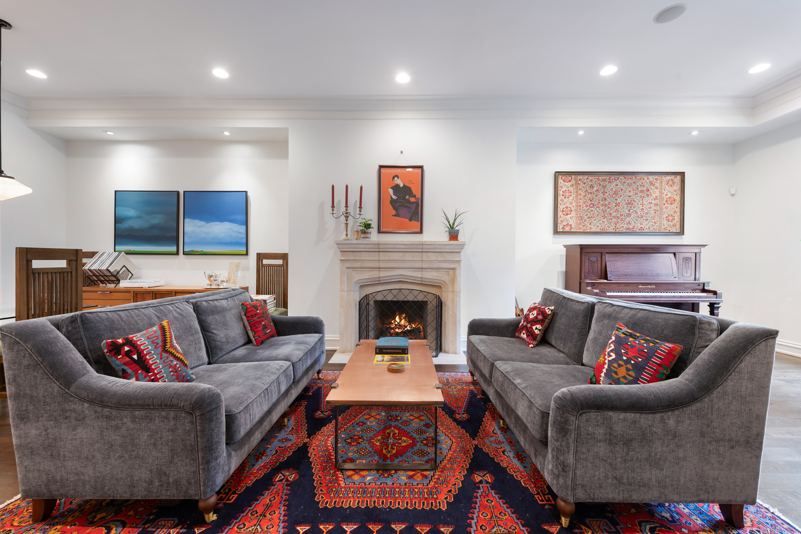 41 East Elm Street Chicago, IL 60611 - Photo 7 of 50 a living room with furniture a couch and a fireplace