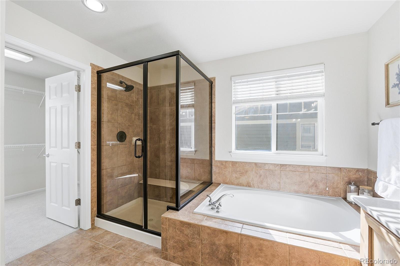 10468 Wagon Highlands Ranch Littleton, CO 80130 - Photo 23 of 48 a bathroom with a bathtub and a shower